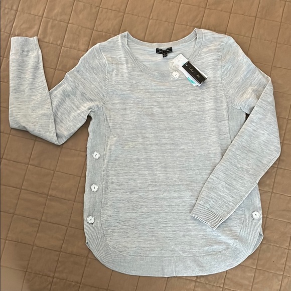 Lety&Me Sweaters - Light Gray Sweater with Button Accents